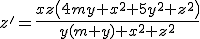 z' = \frac{x z \left(4 m y+x^2+5 y^2+z^2\right)}{y (m+y)+x^2+z^2}